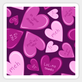 Funny Sassy Anti Valentine Rejection Hearts Doodle Pattern, made by EndlessEmporium Magnet